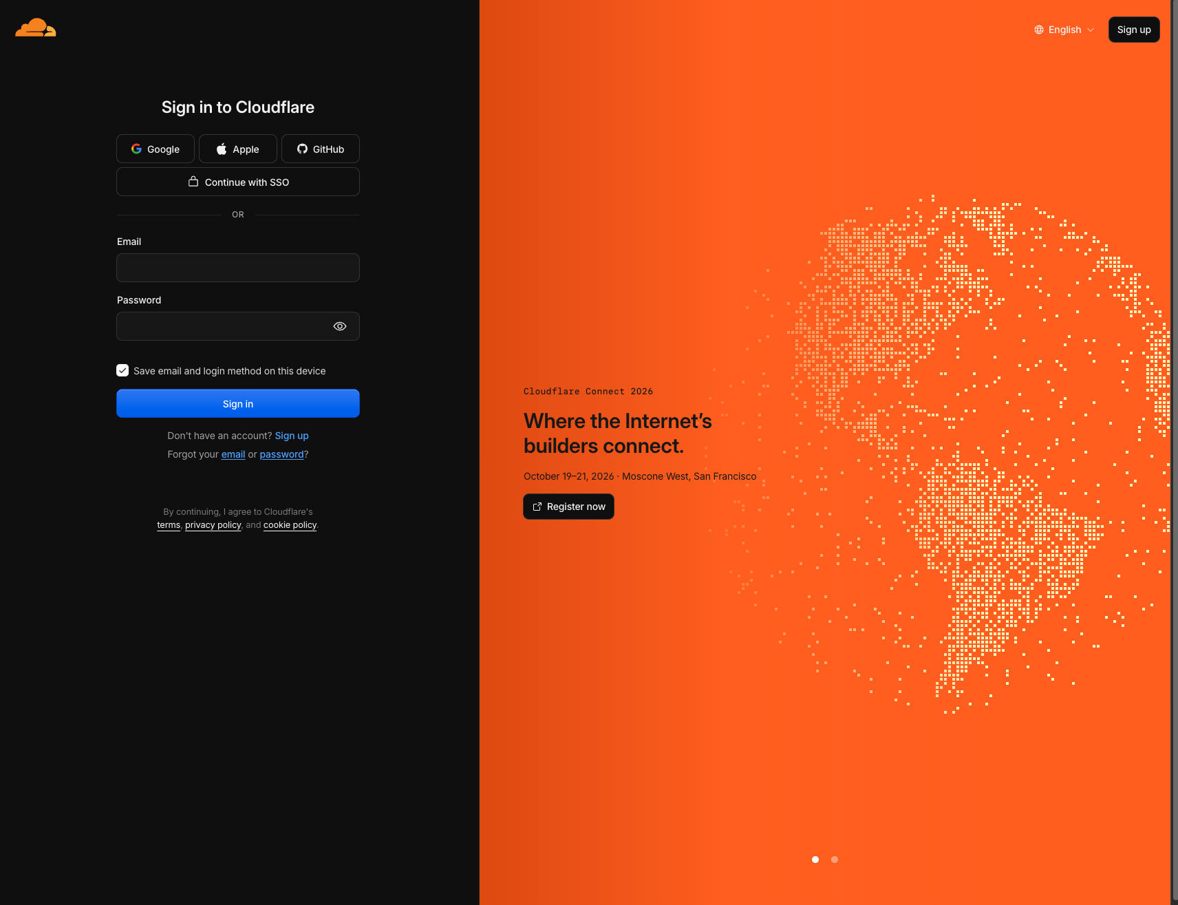 Captured design matching dash.cloudflare.com captured website design