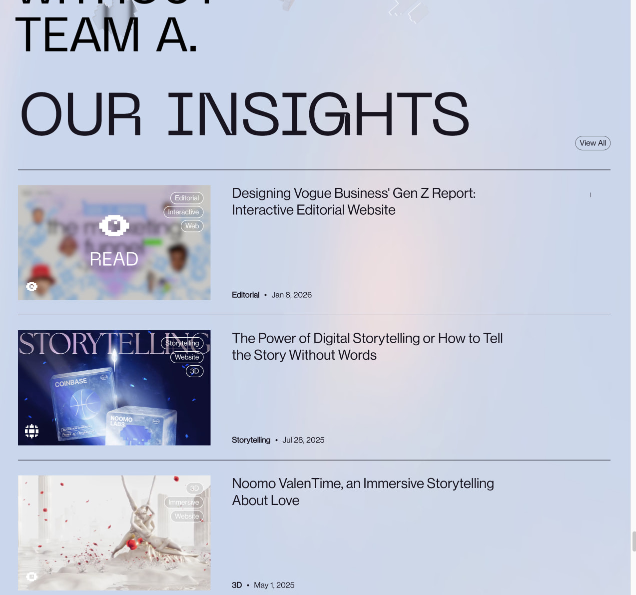 Digital Storytelling & 3D Website Design Agency | Noomo captured website design