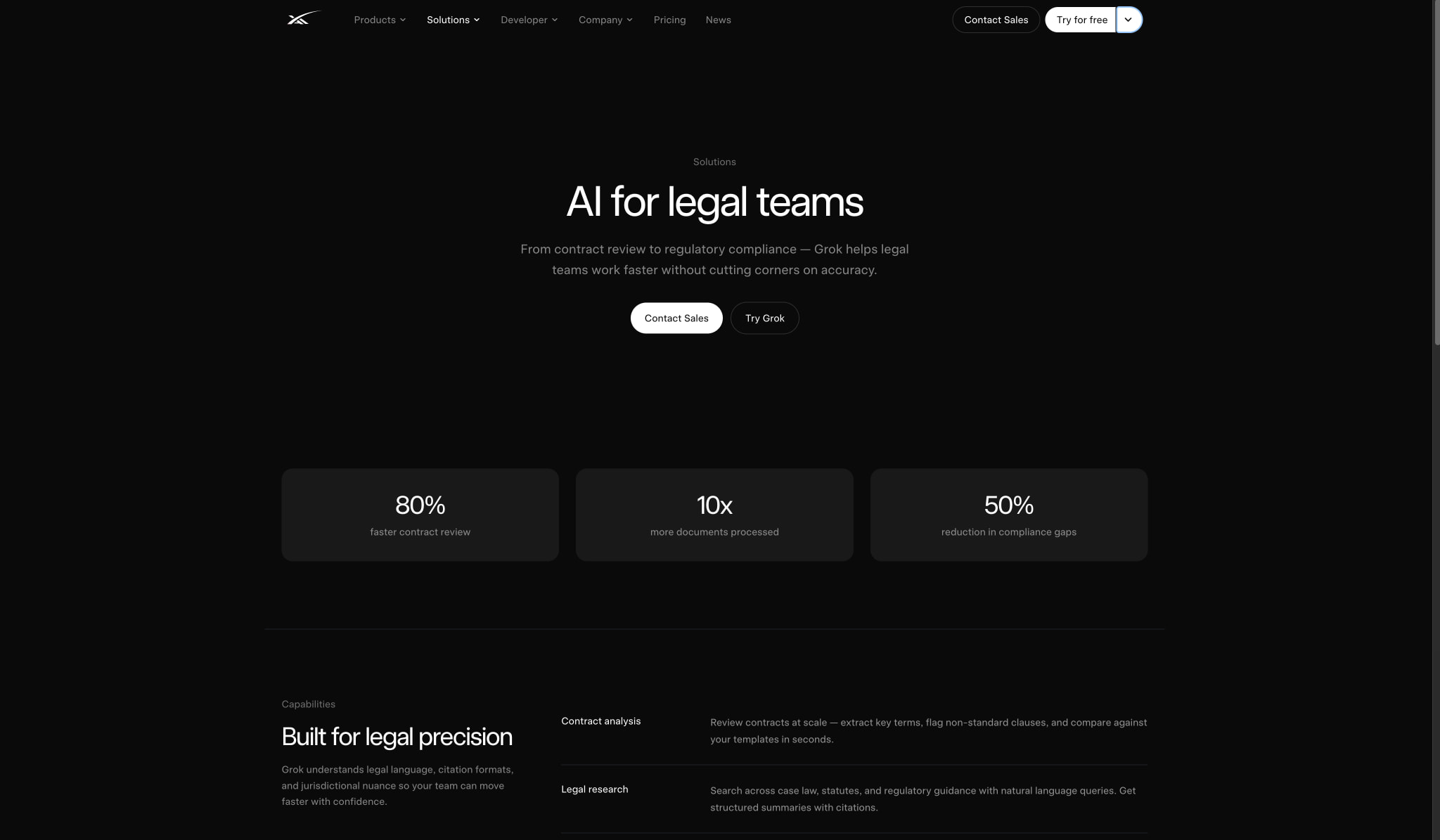 Legal — Solutions | SpaceXAI captured website design