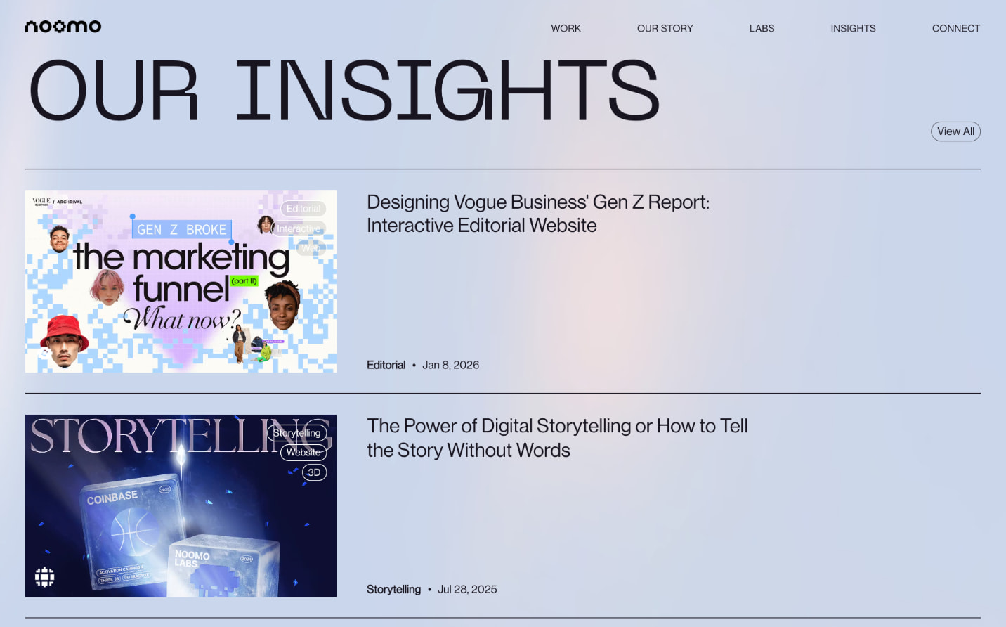 Digital Storytelling & 3D Website Design Agency | Noomo captured website design