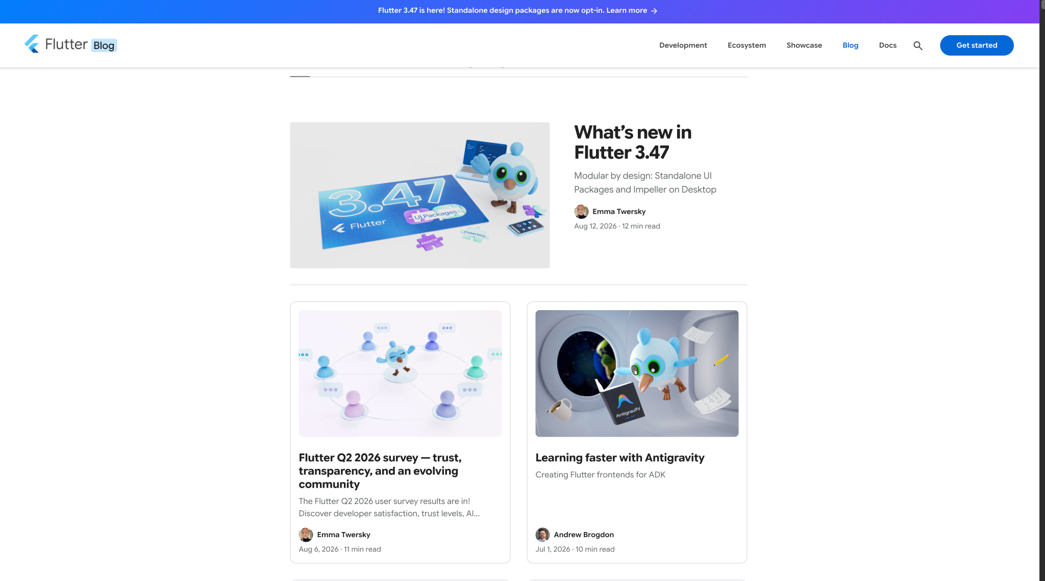 Captured design matching flutter.dev captured website design