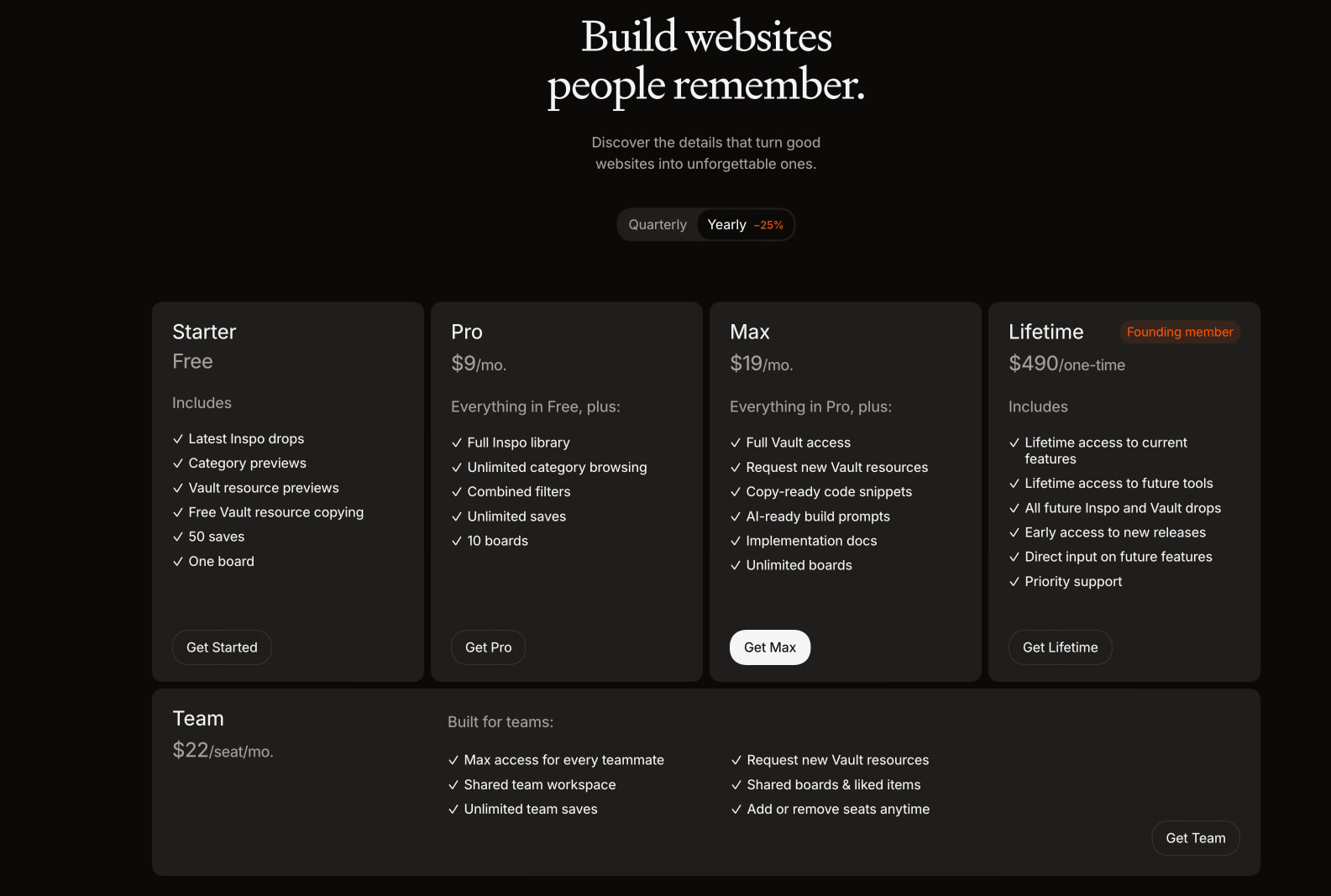Pricing — Pro, Max & Lifetime plans | Details.so captured website design