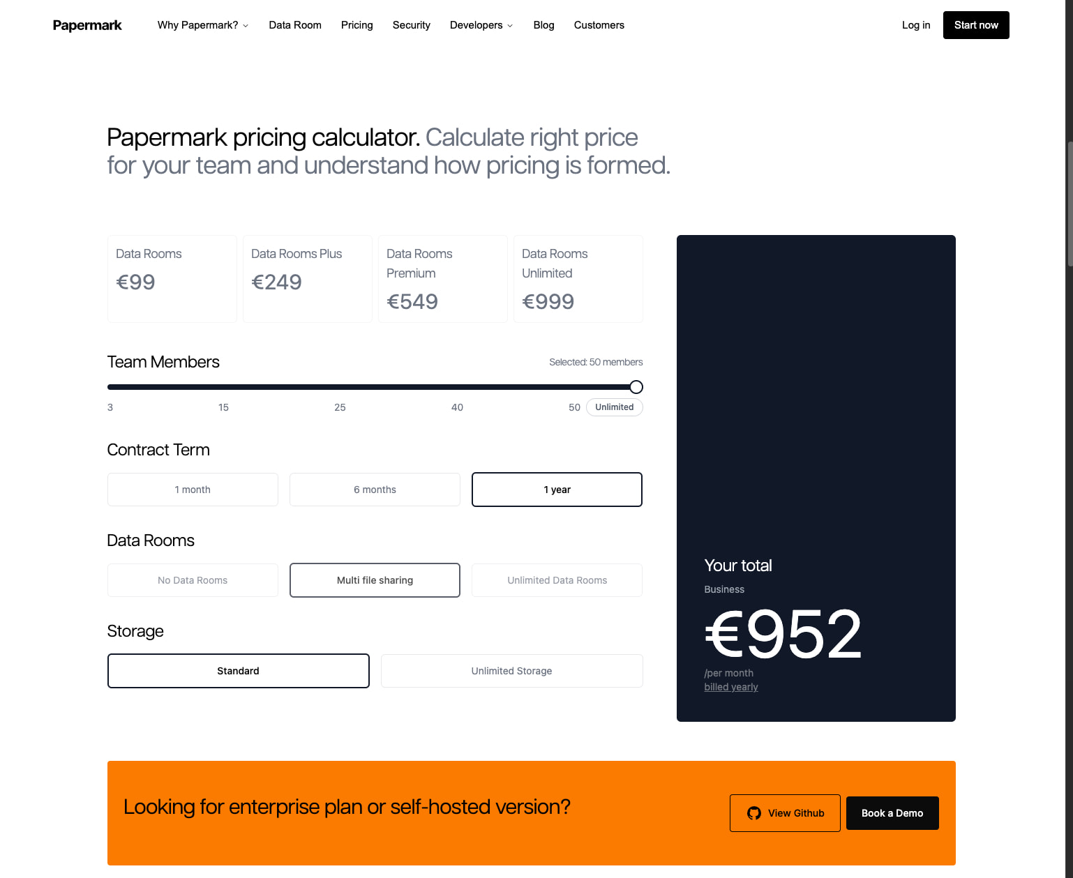 Pricing | Papermark captured website design