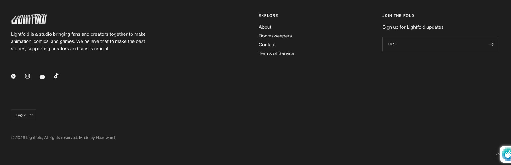 Doomsweepers – Lightfold captured website design