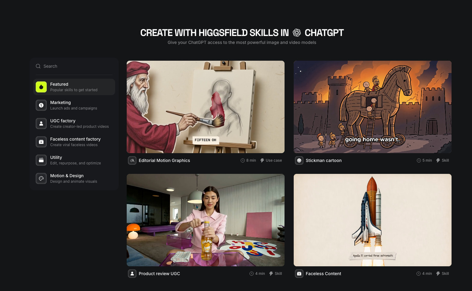 Higgsfield MCP | AI Image & Video Generation for Any Agent captured website design