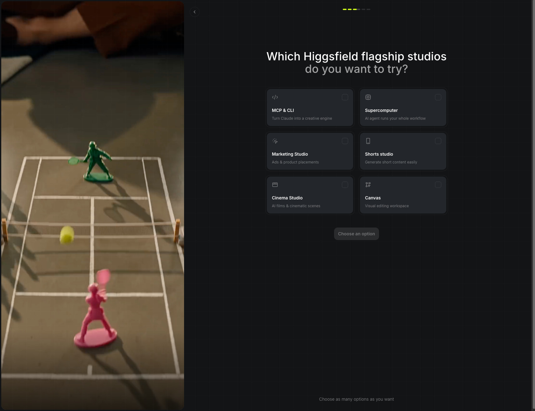 Quiz • Higgsfield captured website design