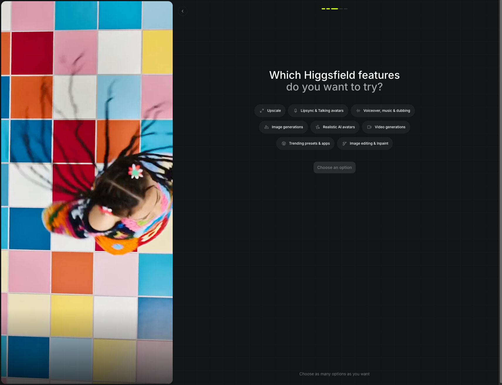 Quiz • Higgsfield captured website design