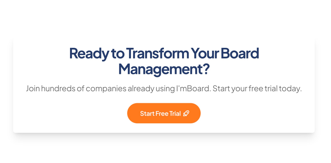 Bottom call-to-action banner with centered navy headline, muted subtext, and full-pill orange button with external-link icon captured website design