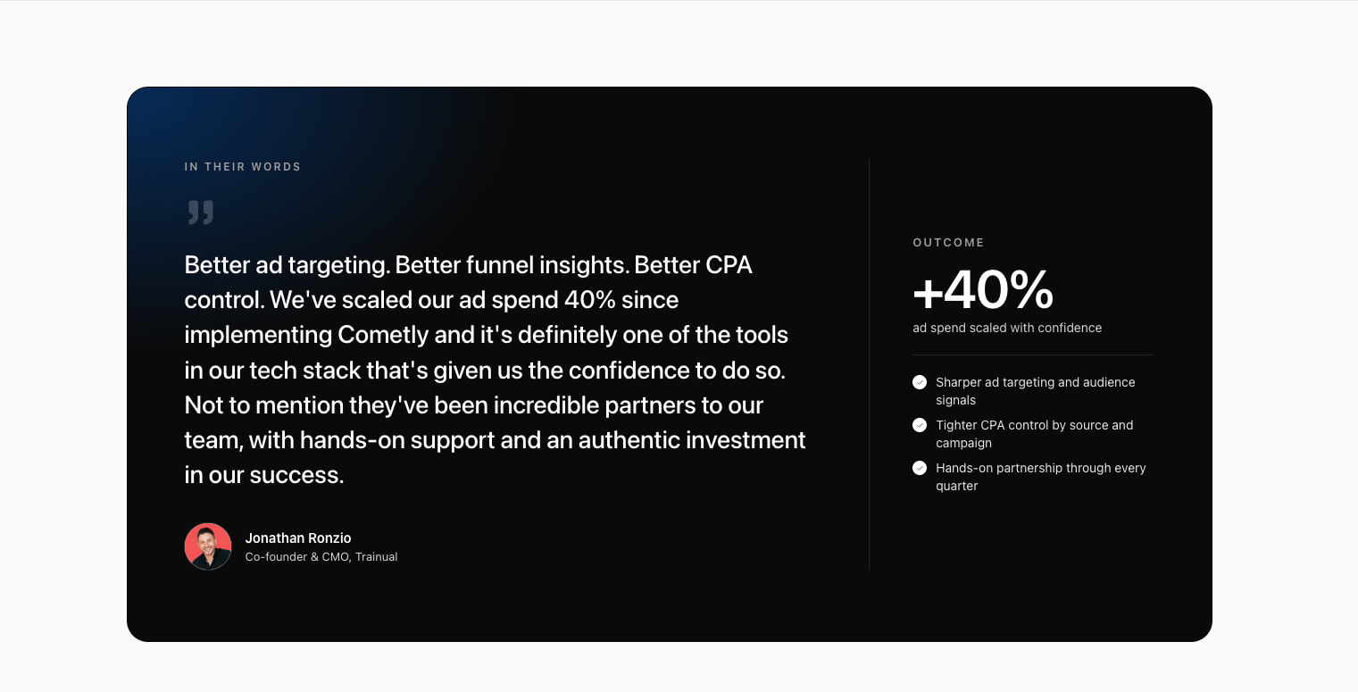 Book A Demo | Cometly captured website design