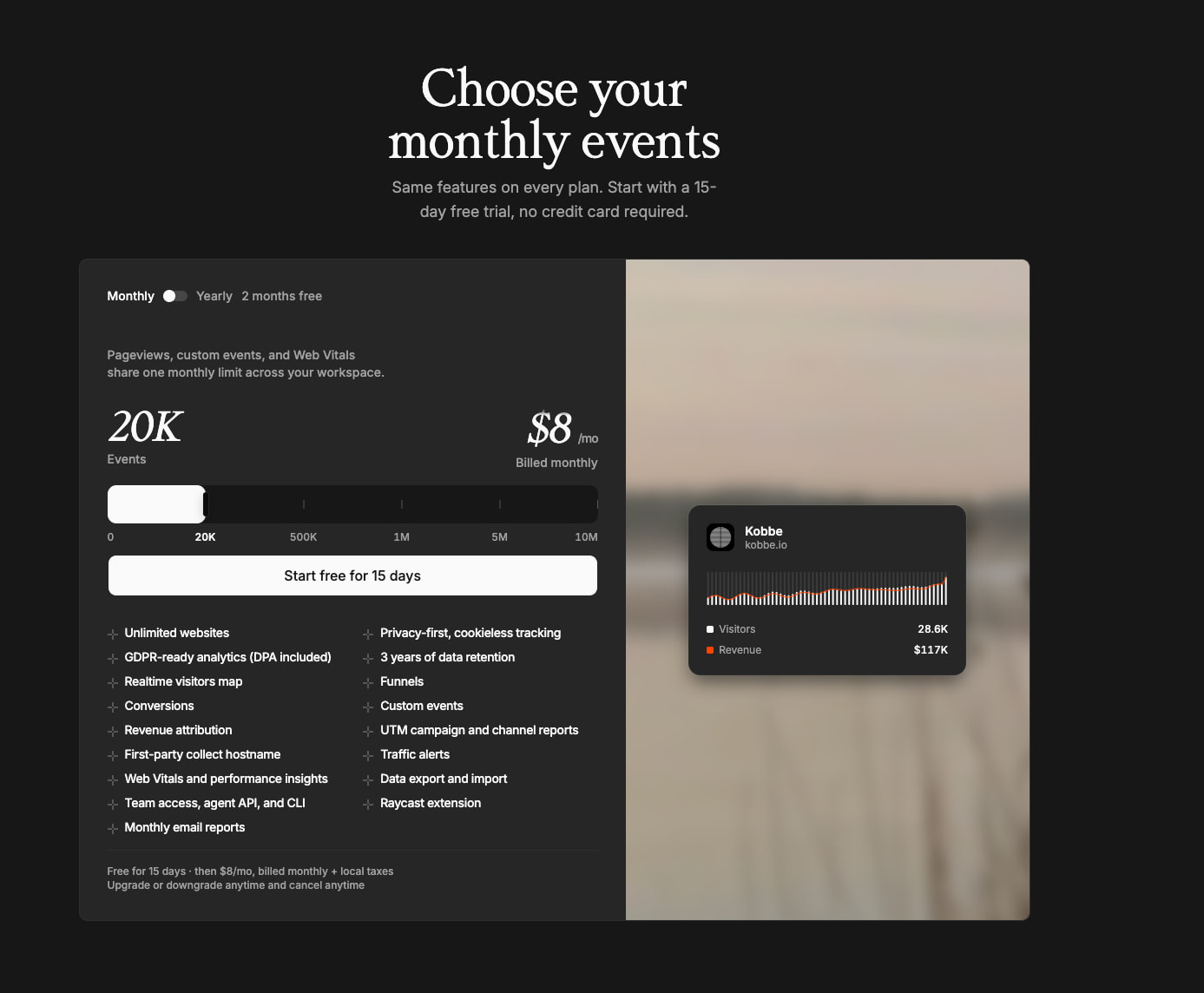 Kobbe: Web analytics that respect your visitors captured website design
