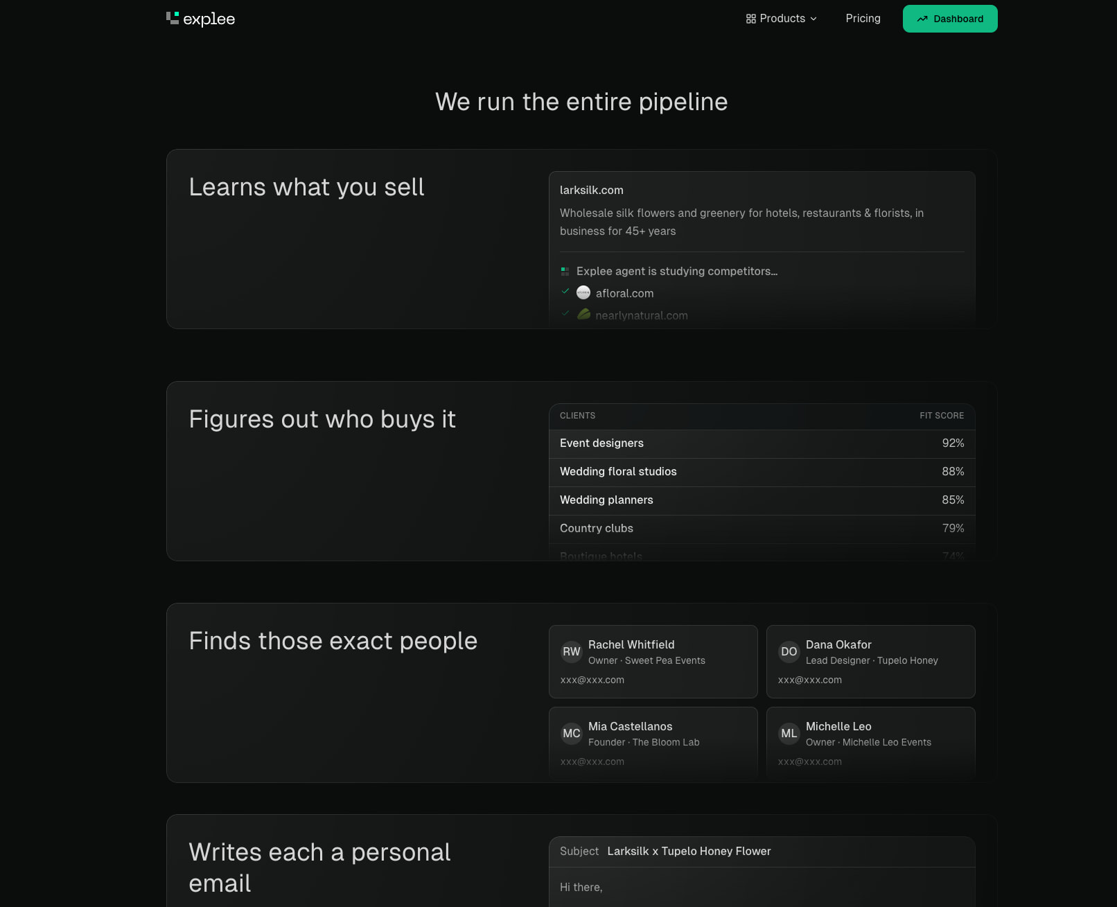 AutoGTM by Explee — 24/7 AI-agent, that finds clients while you sleep captured website design