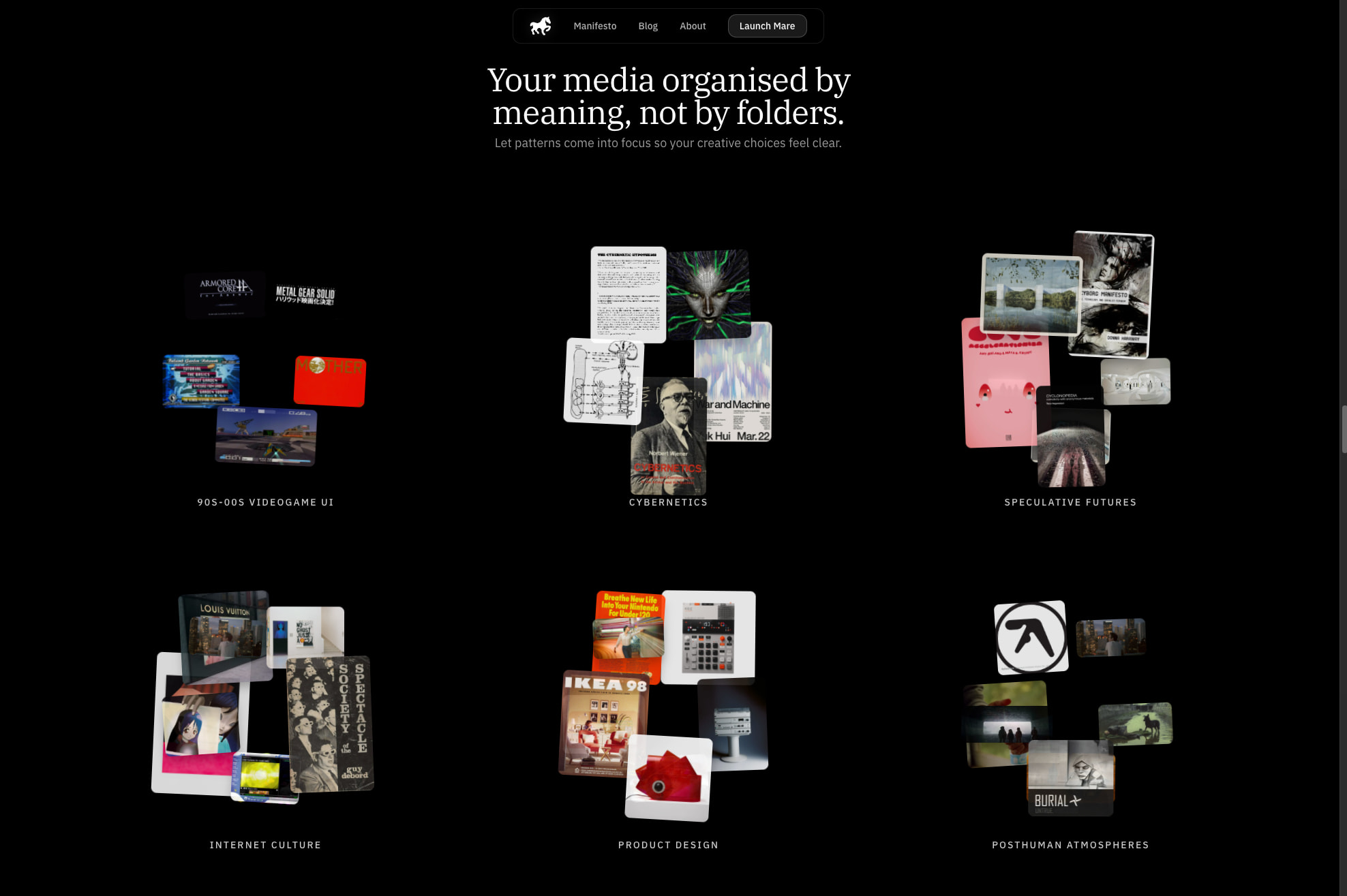 Mare - The archive that evolves with you. captured website design