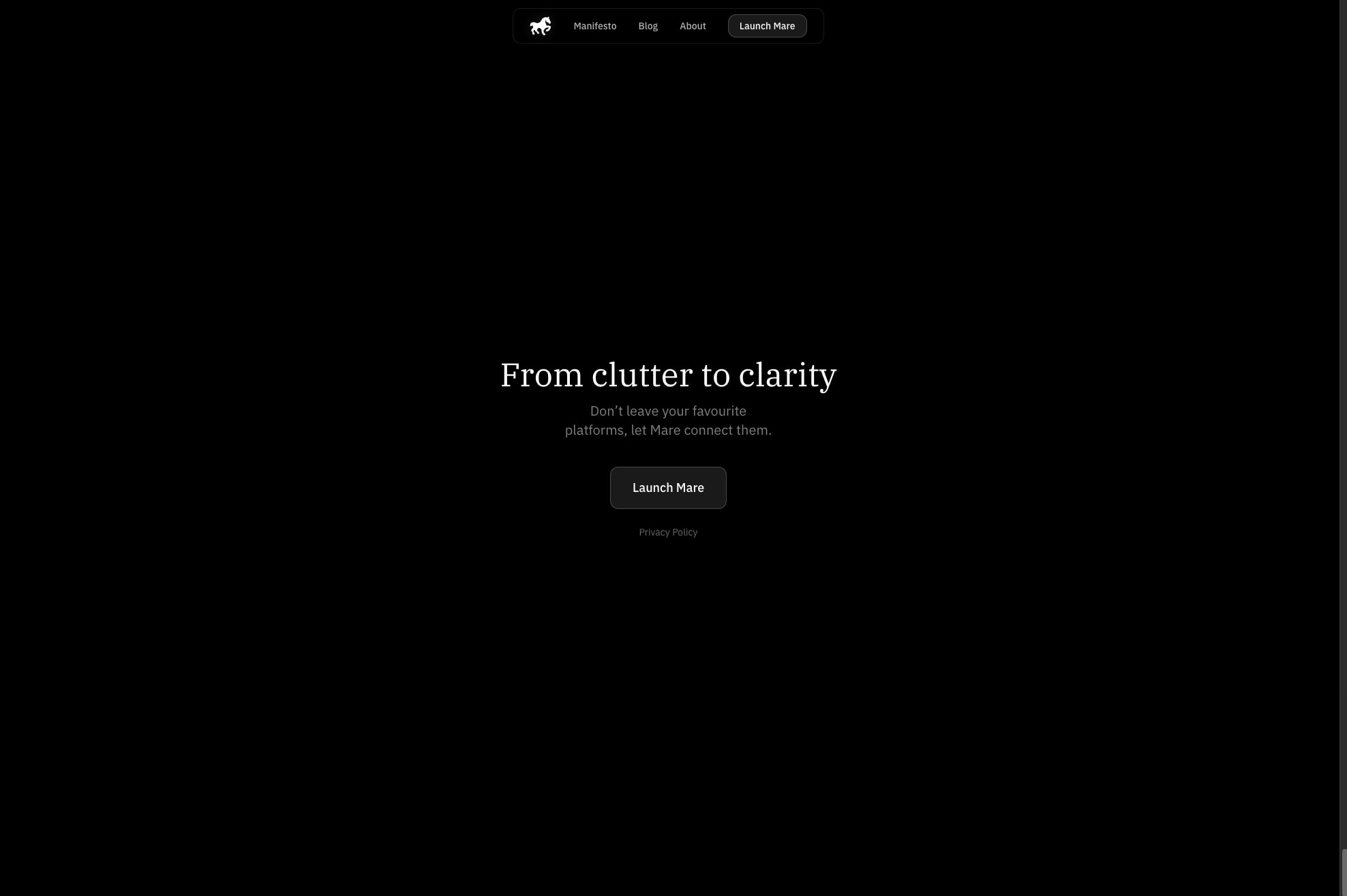 Mare - The archive that evolves with you. captured website design