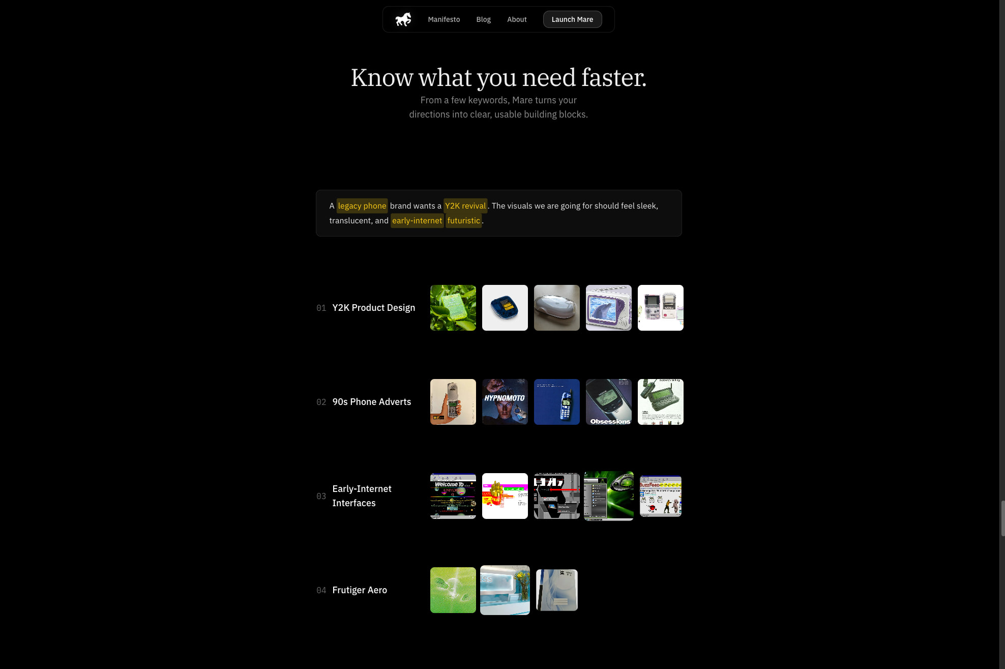 Mare - The archive that evolves with you. captured website design