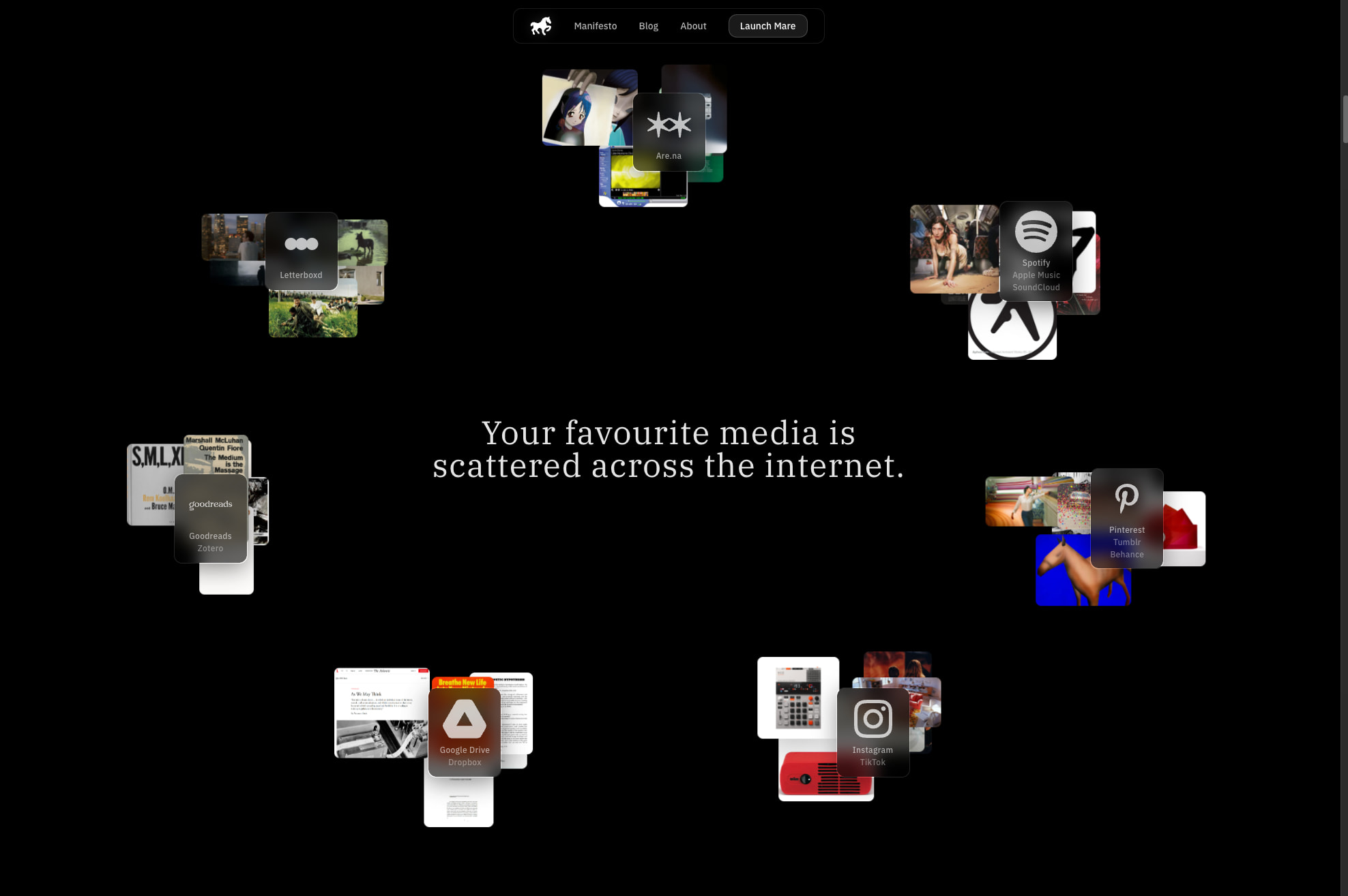 Mare - The archive that evolves with you. captured website design