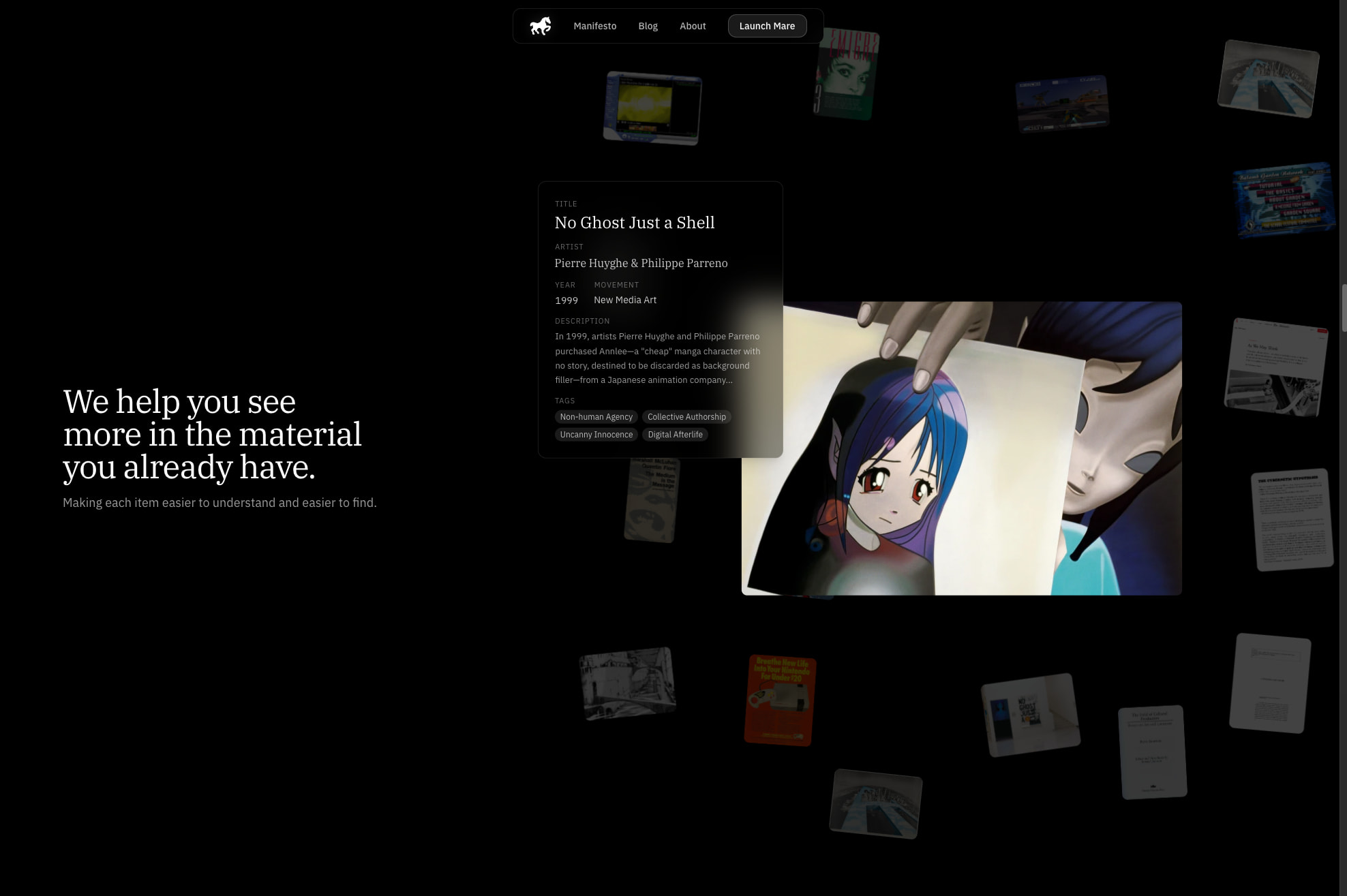 Mare - The archive that evolves with you. captured website design