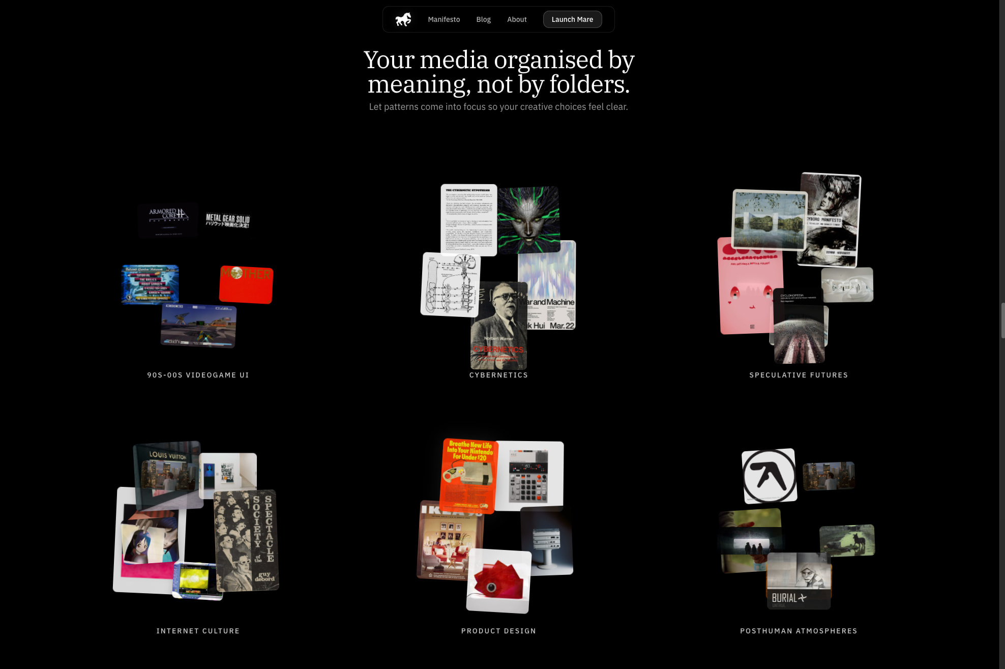 Mare - The archive that evolves with you. captured website design