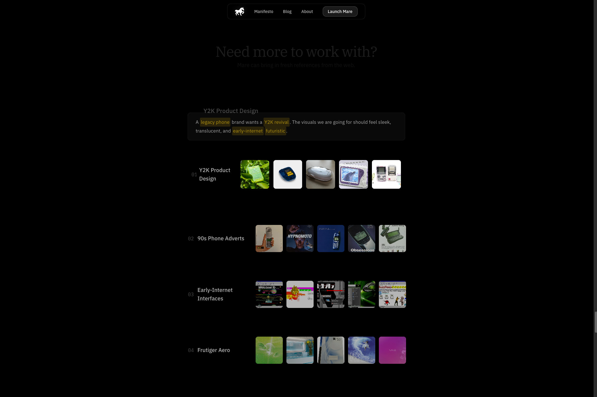 Mare - The archive that evolves with you. captured website design