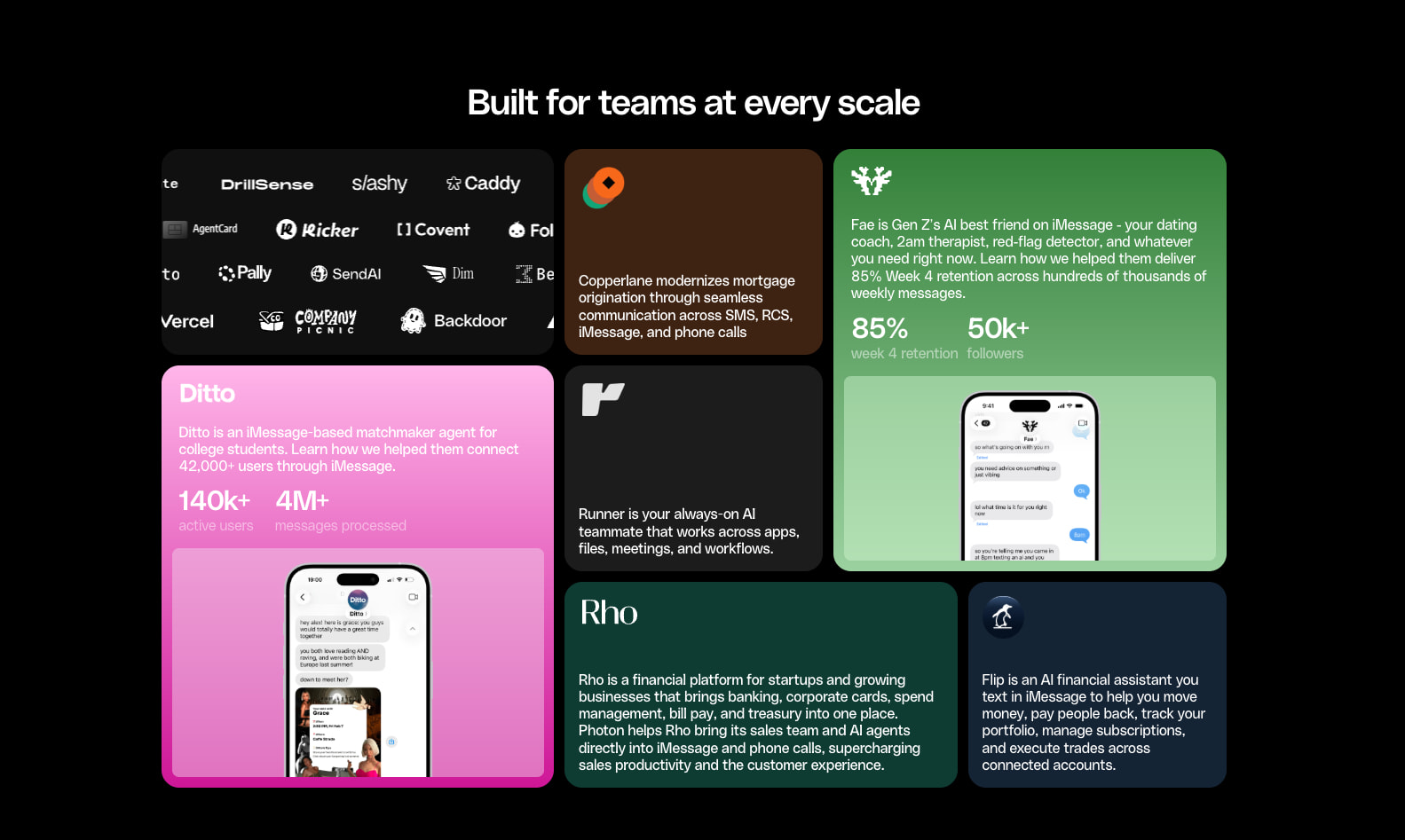 Photon | Bring your agents to iMessage, WhatsApp, Telegram, Slack, and beyond captured website design
