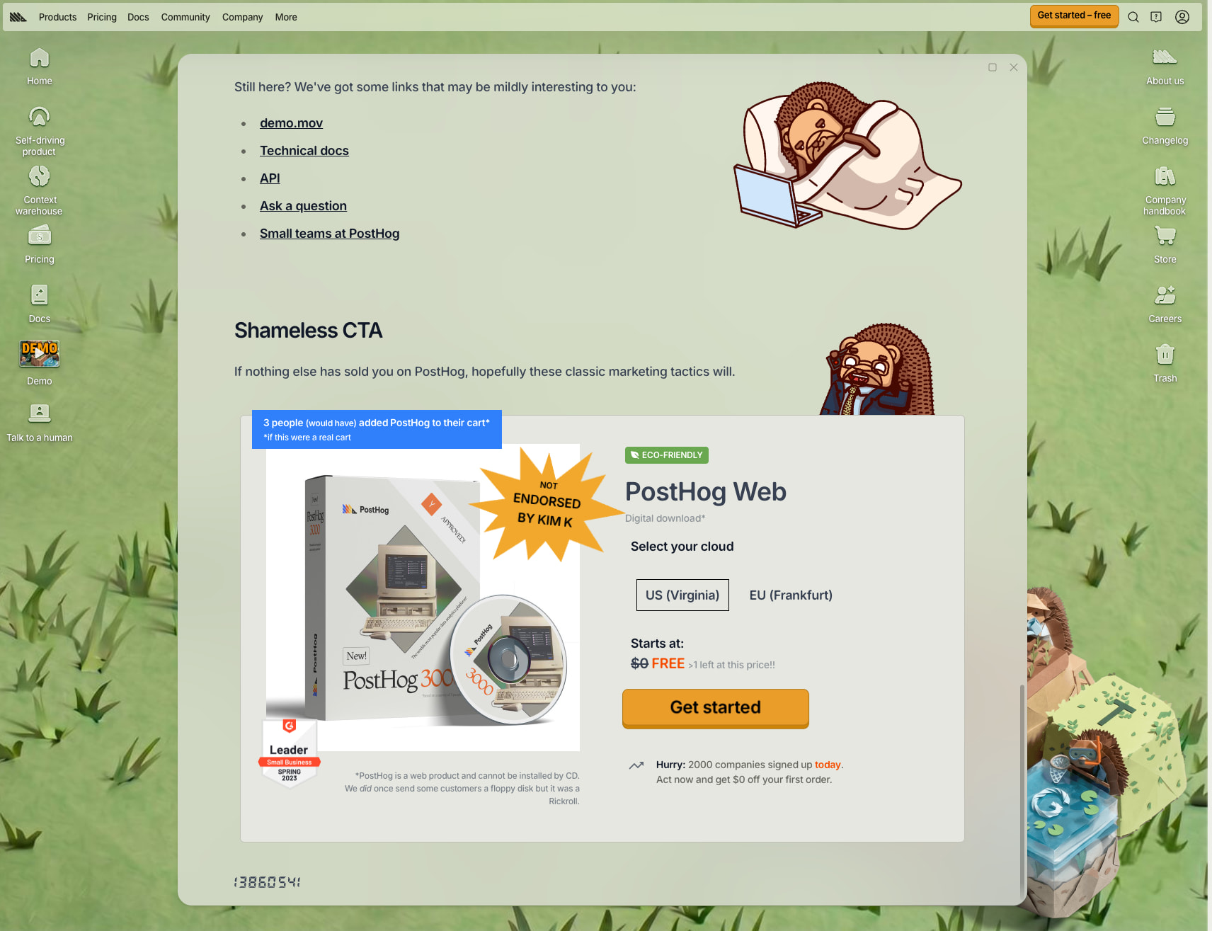 Captured design matching posthog.com captured website design