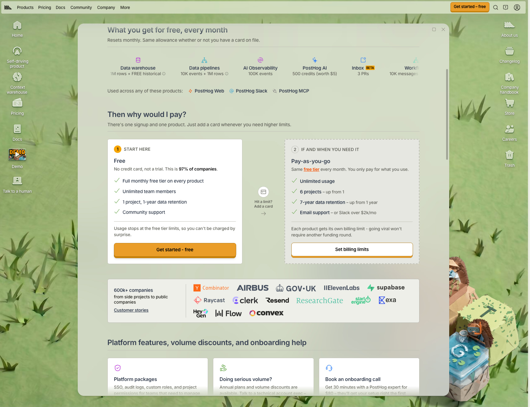 Captured design matching posthog.com captured website design