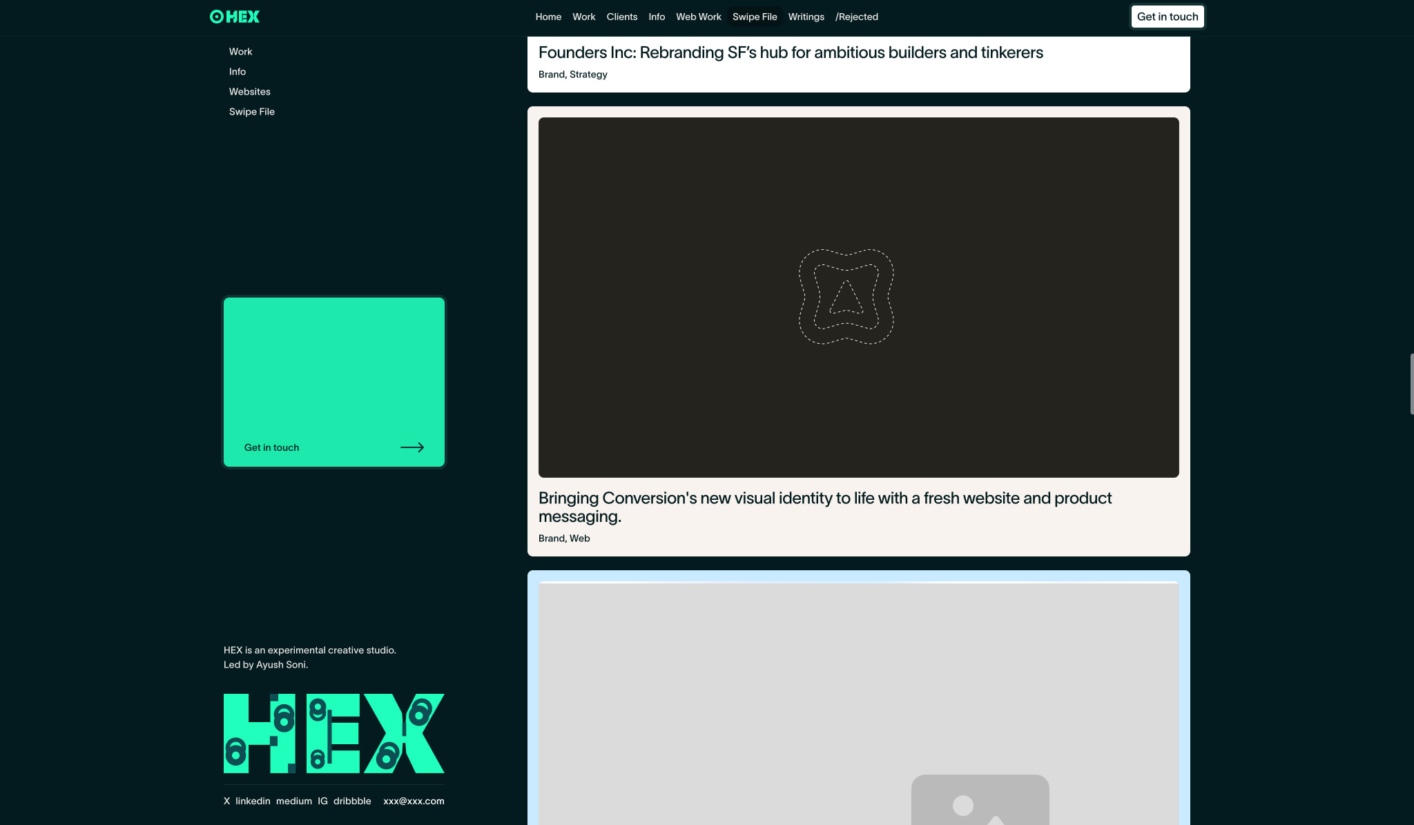 HEX Studio - Web, Marketing, Product & Brand Studio captured website design