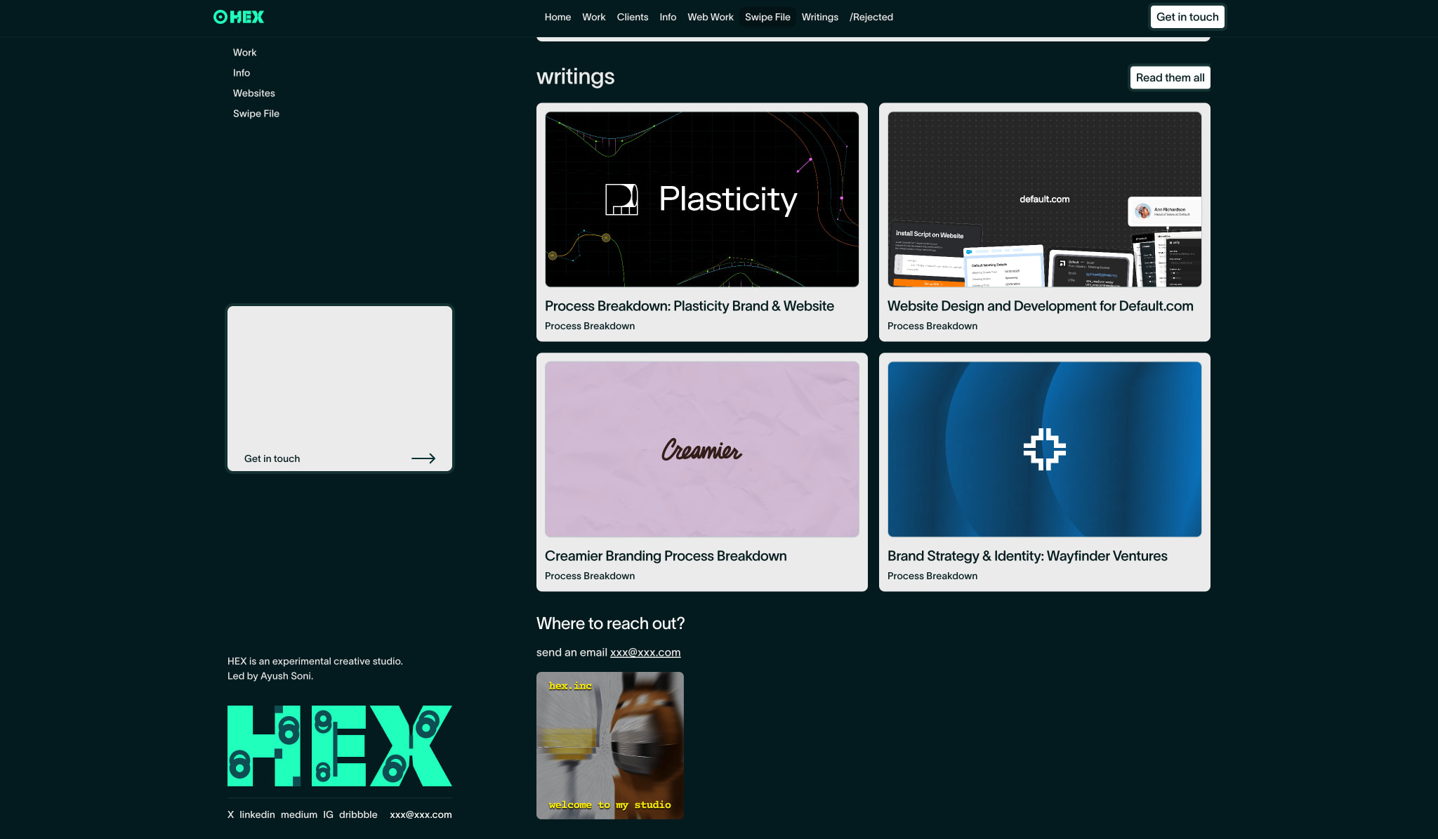 HEX Studio - Web, Marketing, Product & Brand Studio captured website design