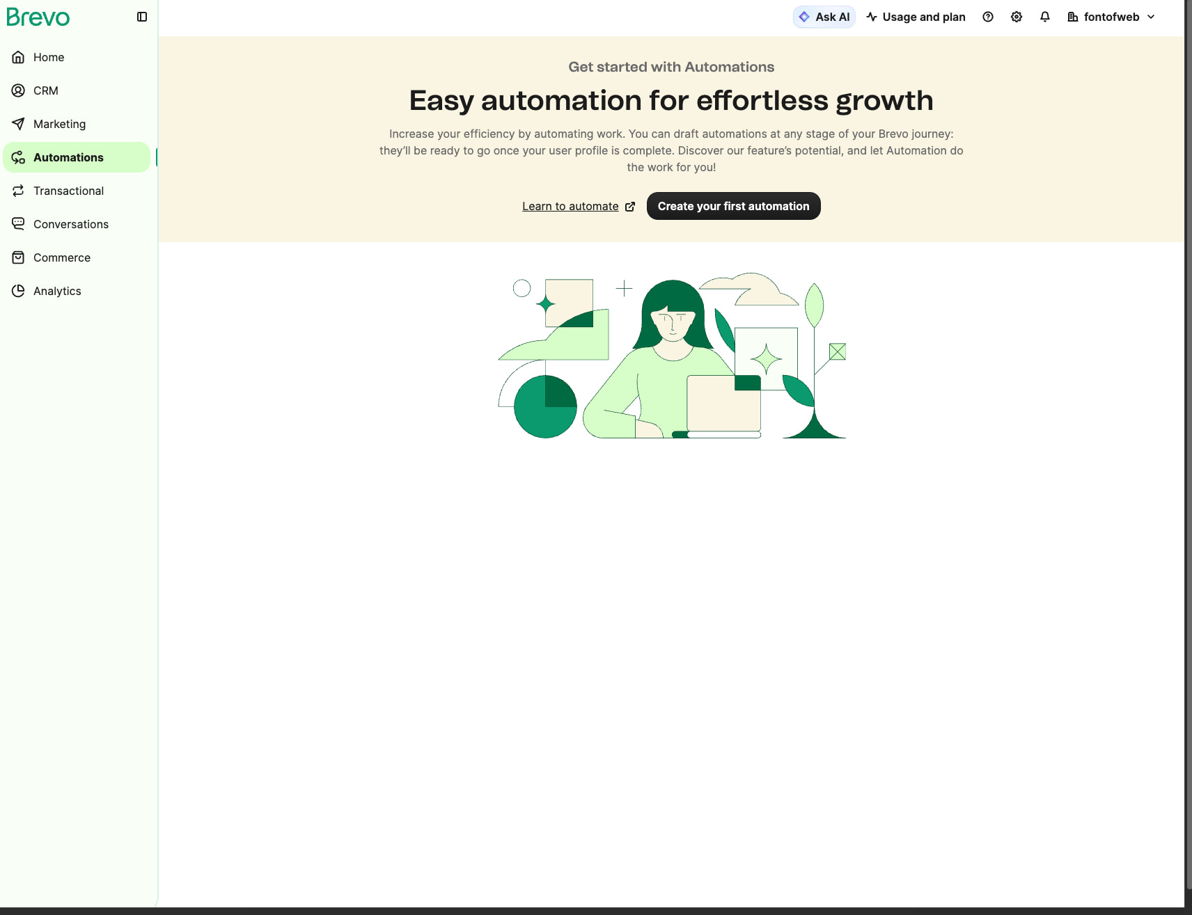 Get started with Automations - Brevo captured website design