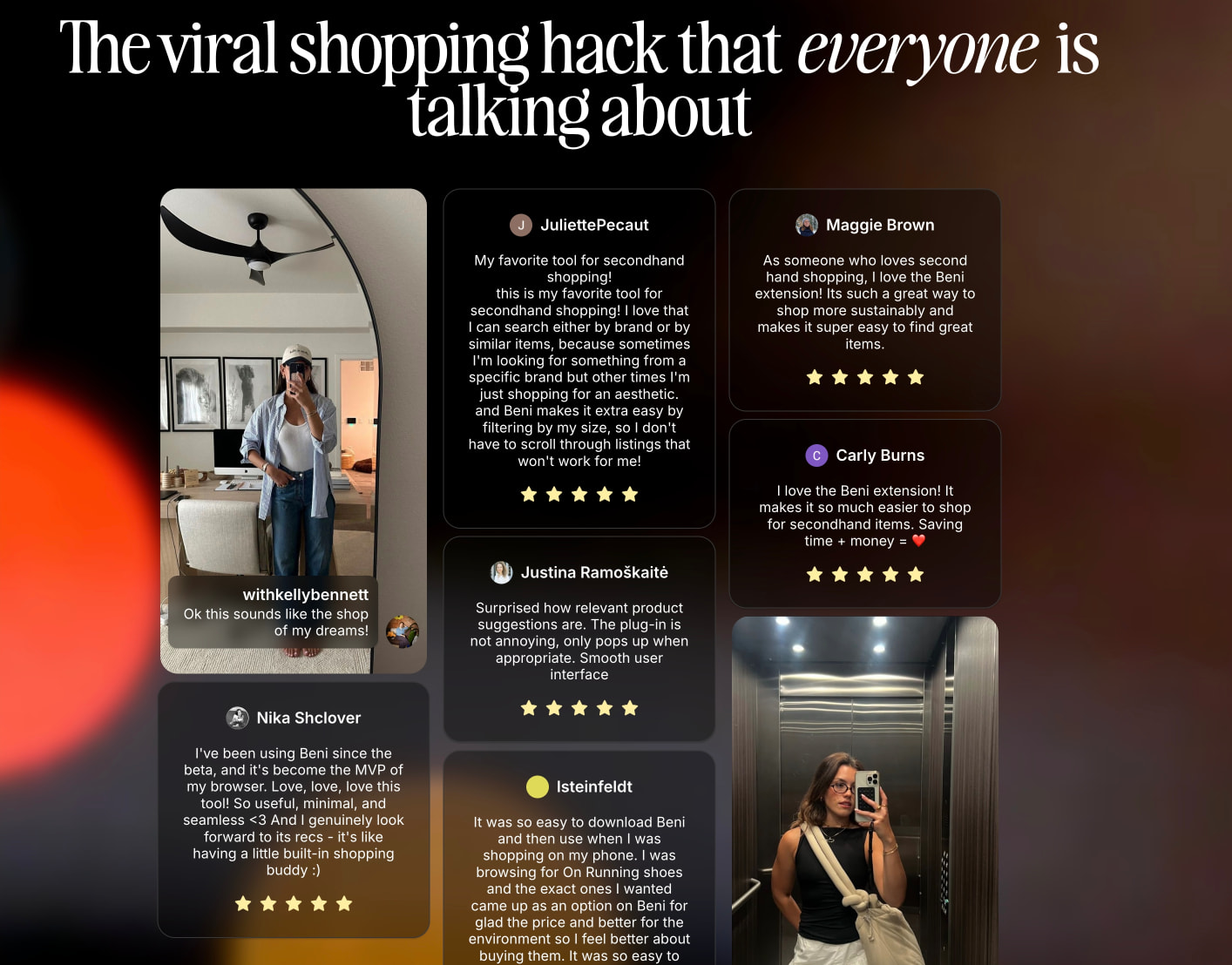 Beni | Save, Search, Shop Smarter captured website design