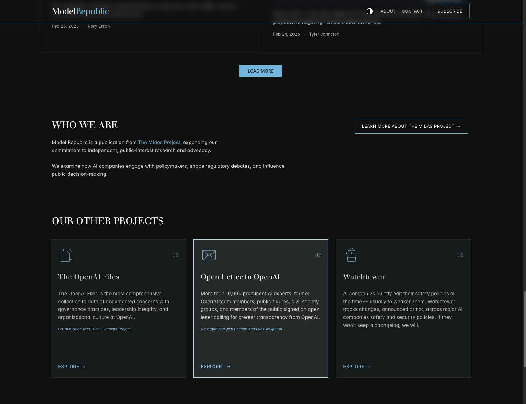 Model Republic captured website design