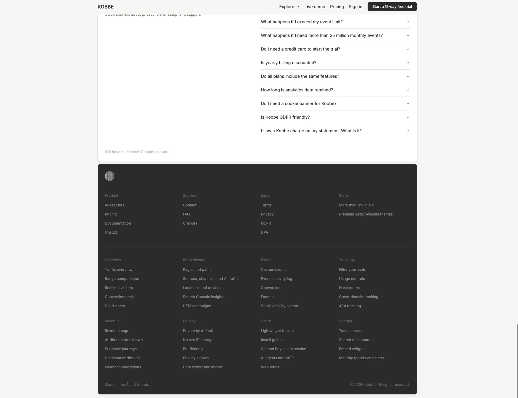 Kobbe: Web analytics that respect your visitors captured website design