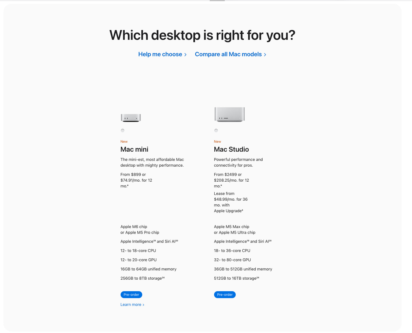 Mac Studio - Apple captured website design