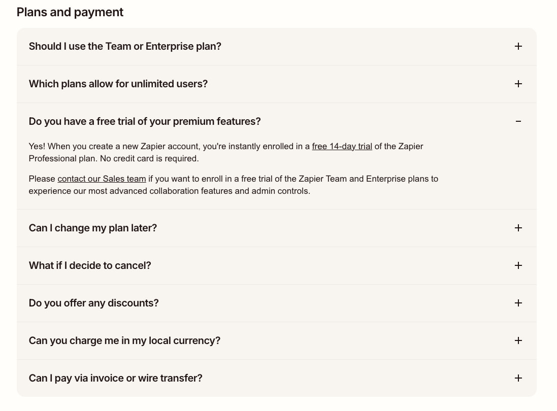 Plans & Pricing | Zapier captured website design