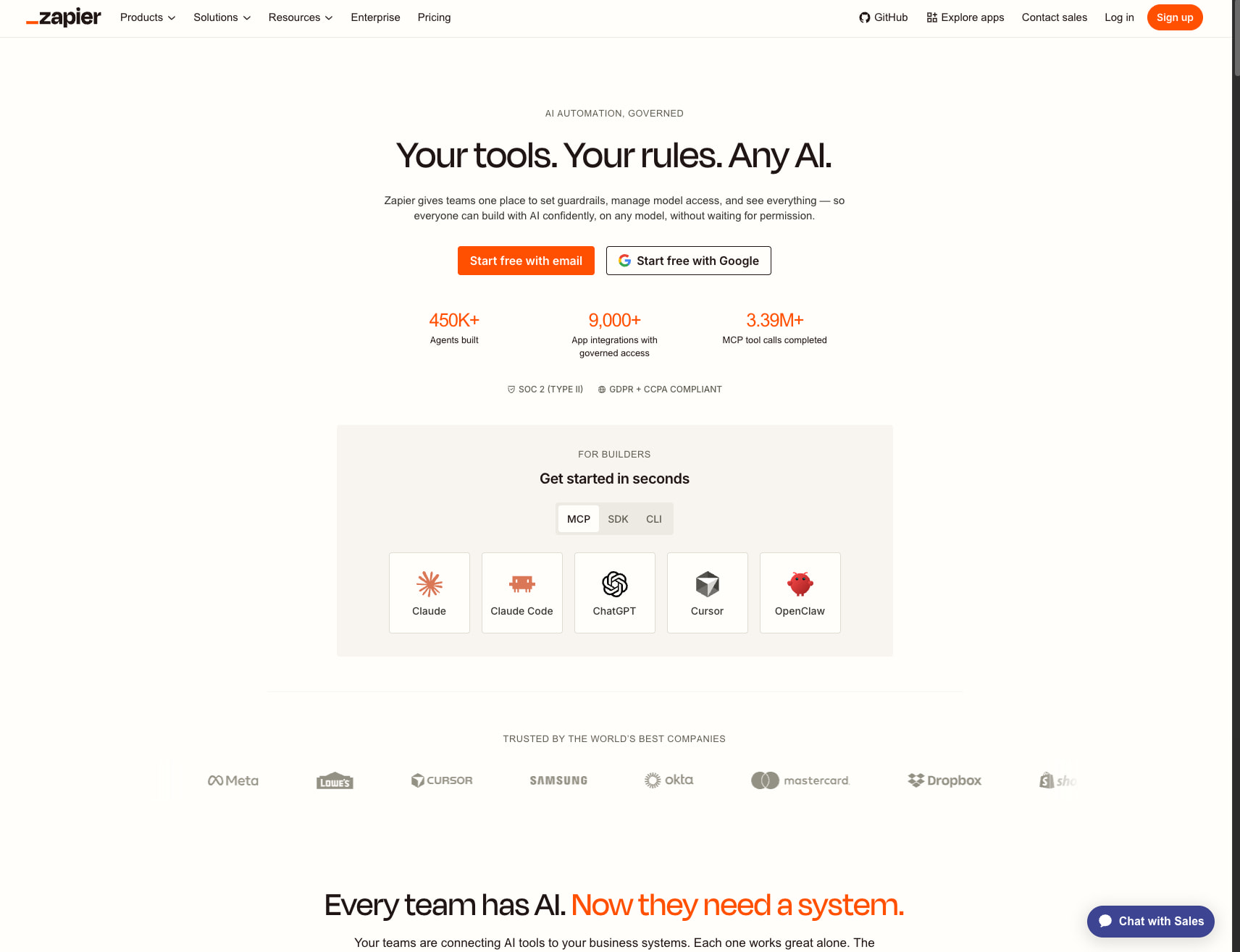 Zapier: Automate AI Workflows, Agents, and Apps captured website design