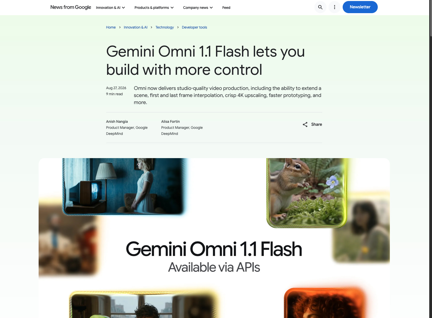 Build with Gemini Omni 1.1 Flash captured website design