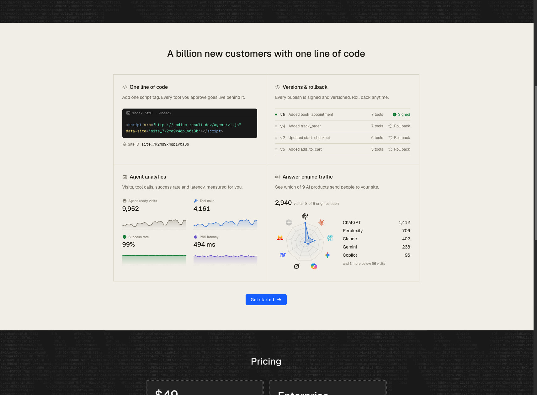 Sodium - Make your website usable by AI agents captured website design