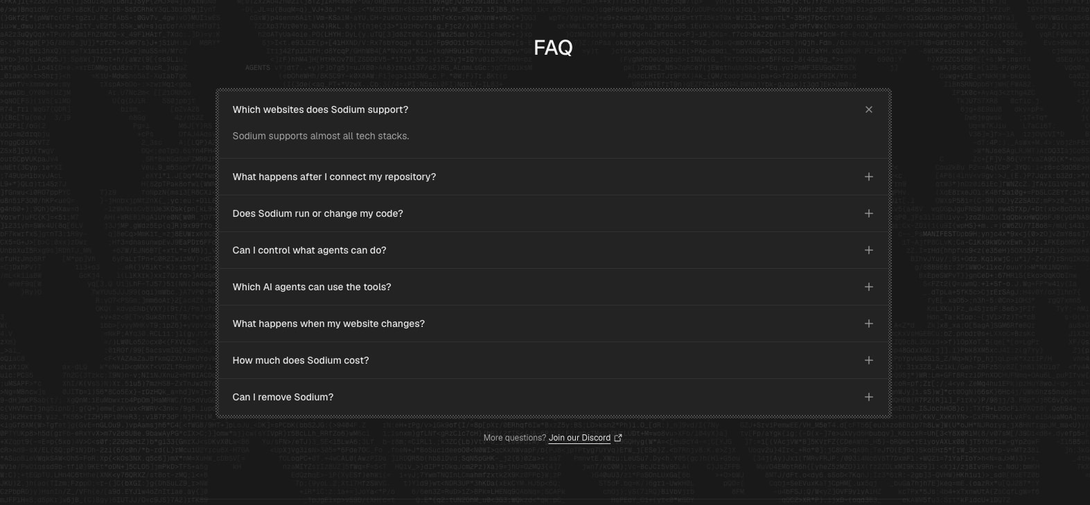 Sodium - Make your website usable by AI agents captured website design