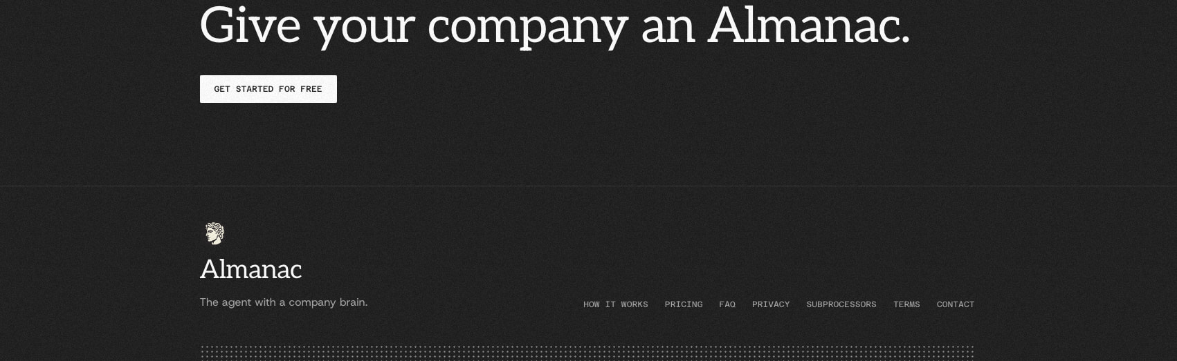Almanac — the agent with a second brain captured website design