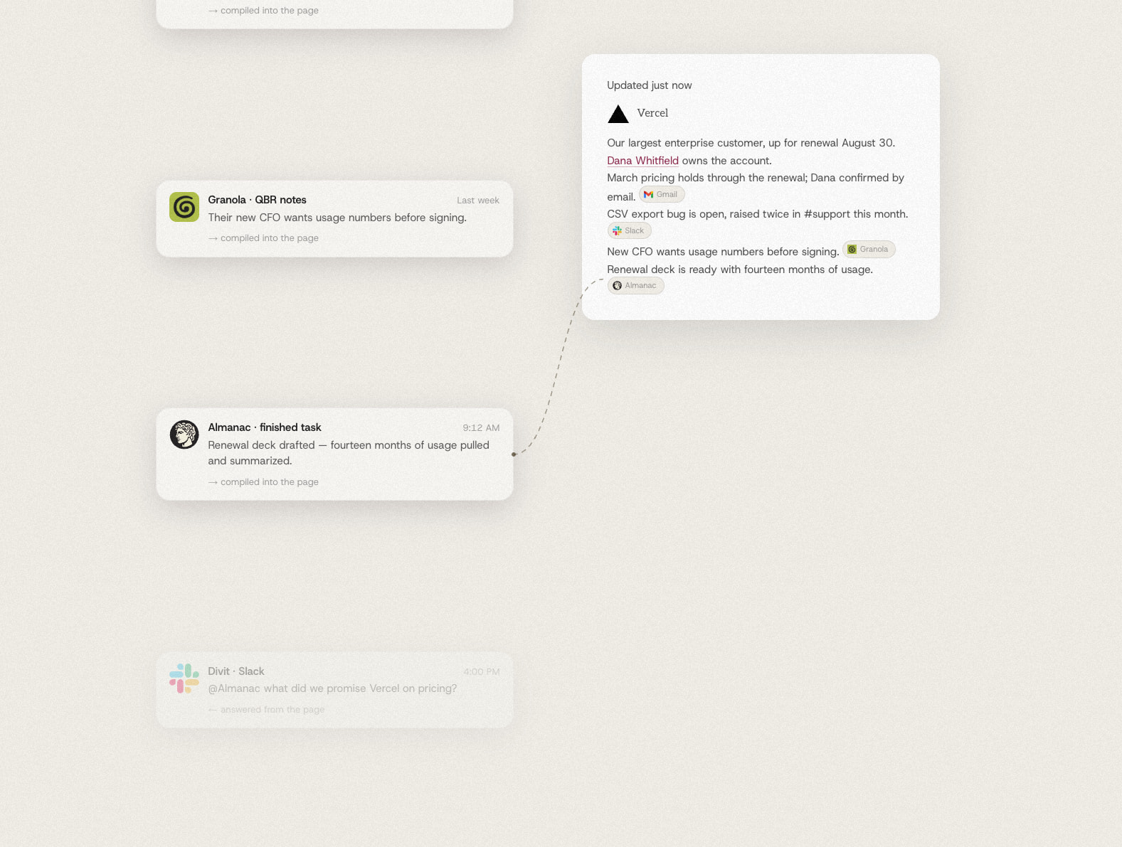 Almanac — the agent with a second brain captured website design