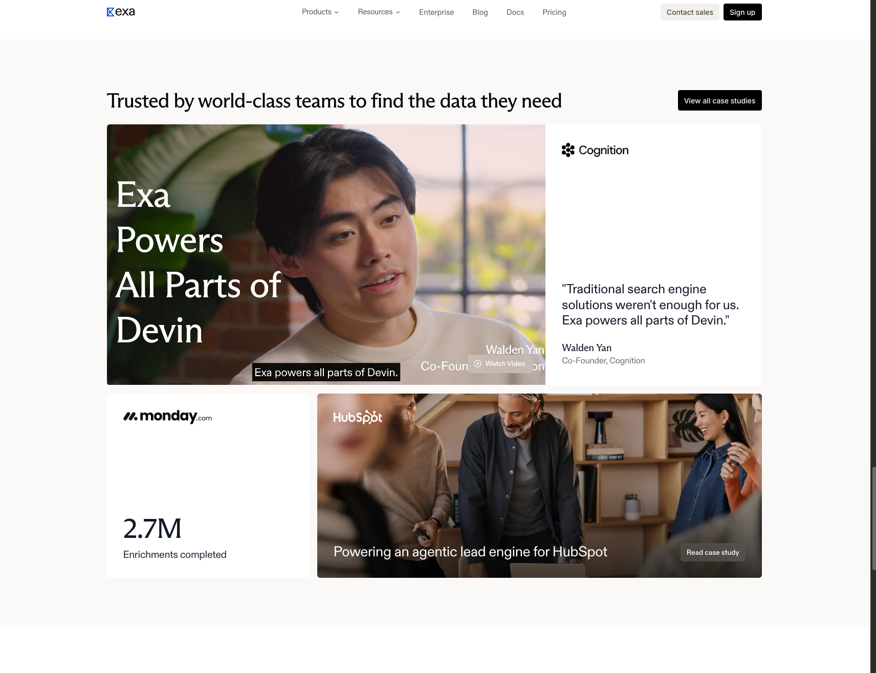 Exa | Search API for AI Agents — Real-Time Web Data captured website design