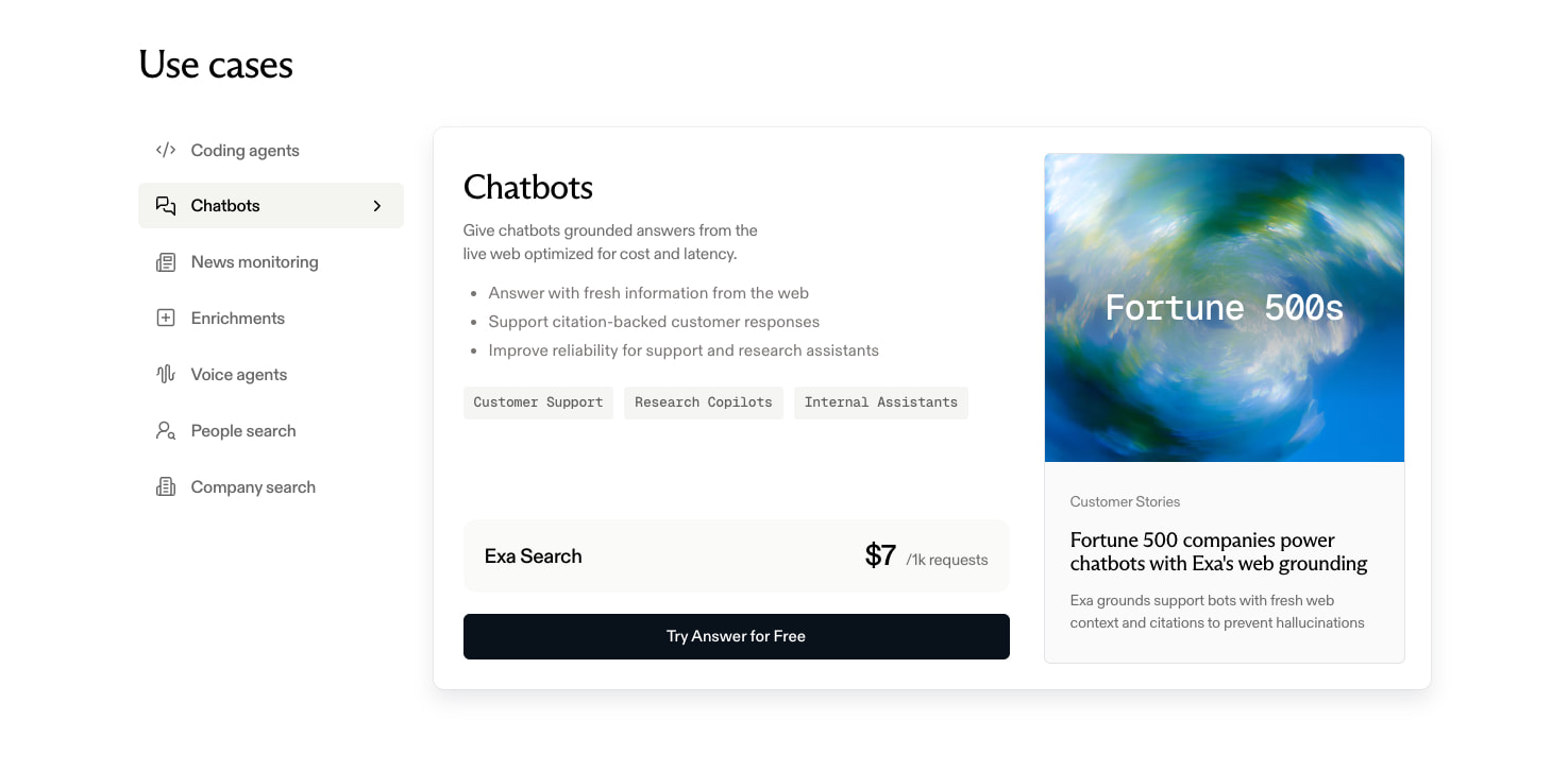 Exa API Pricing | Pay-as-You-Go Plans for AI Search captured website design