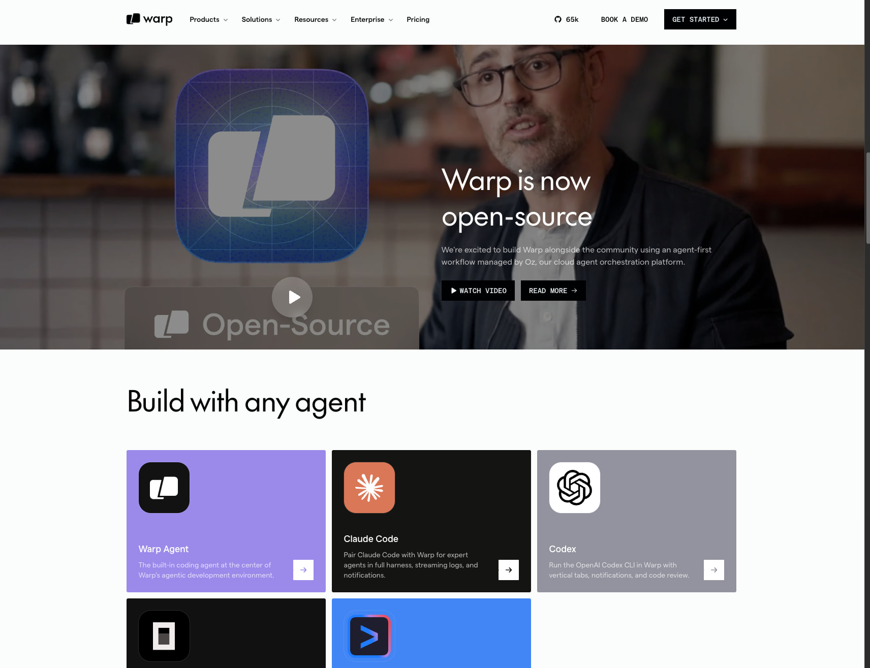 Warp Terminal: The AI-Powered Terminal for Developers | Warp captured website design