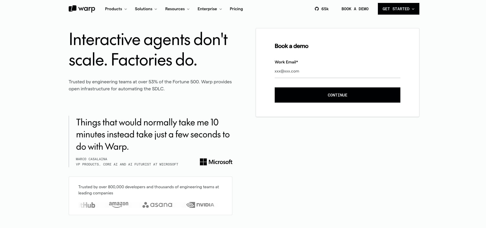 Contact Sales | Warp captured website design