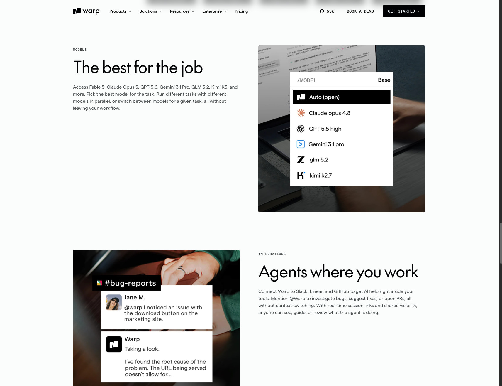 Pricing | Warp captured website design