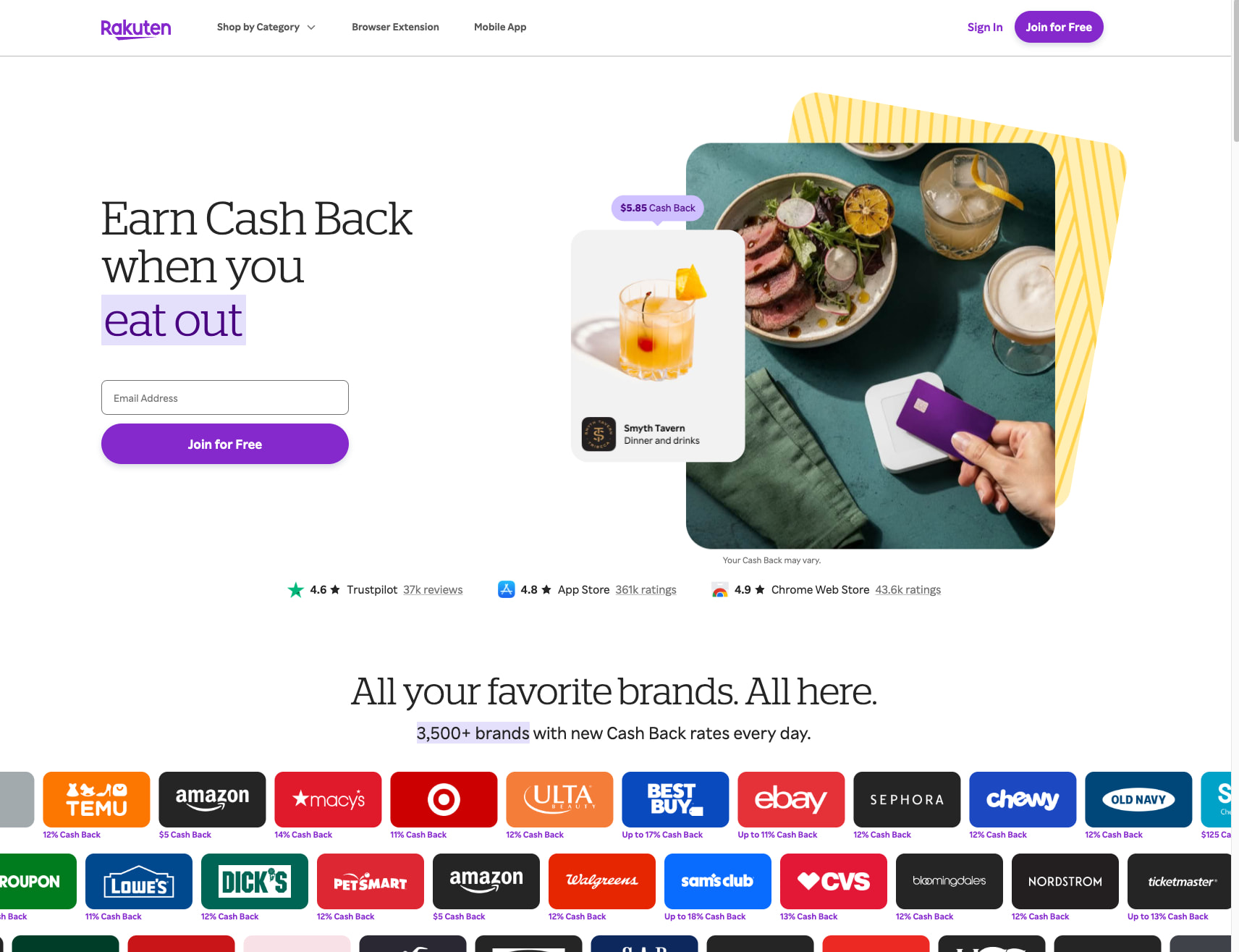 Coupons, Promo Codes & Cash Back | Rakuten captured website design