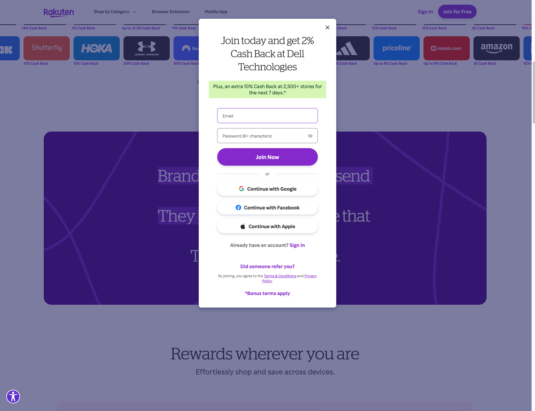 Rakuten: Shop. Get Cash Back. Repeat. captured website design