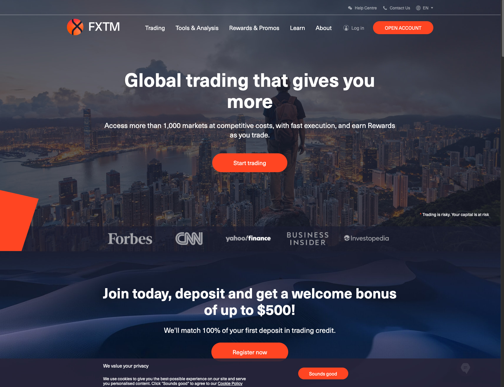 Leading Global Trading Broker | Trade Forex, Stocks & More with FXTM captured website design