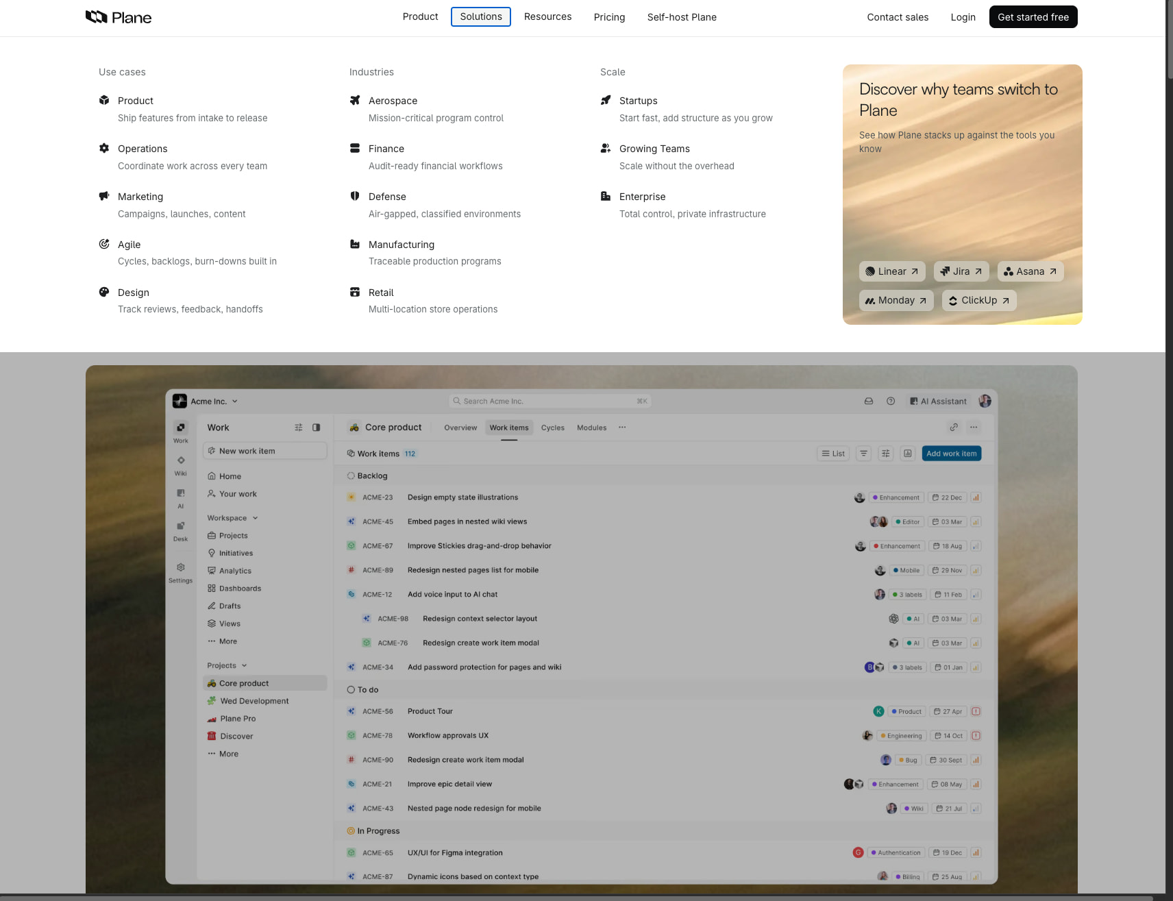 AI-native project management | Plane captured website design