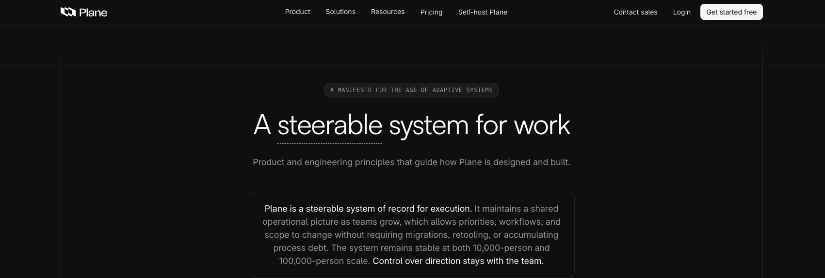 Plane Manifesto | A steerable system for work captured website design
