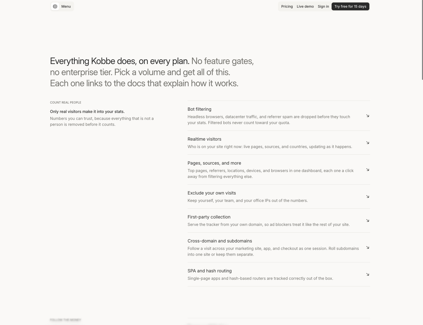 Kobbe features: everything included, on every plan captured website design
